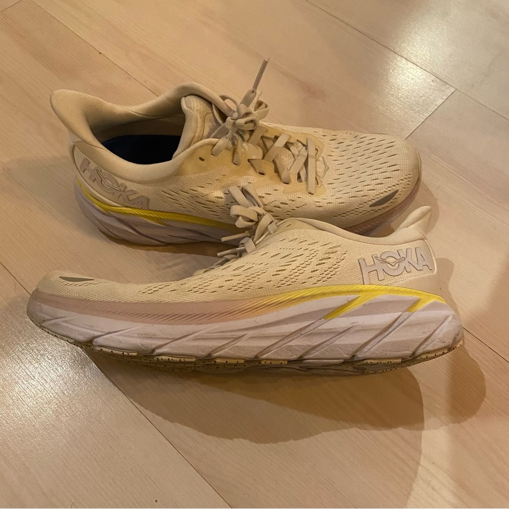 Hoka Cream and Yellow Women's Sneakers